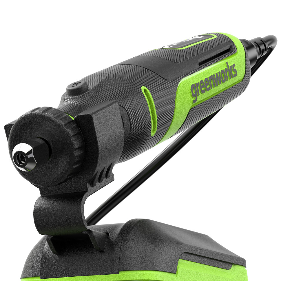Гравер акк. Greenworks G24RT, 24V, б/щет, 6500–35000 об/мин, цанги 2,4/3,2мм, оснастка 52 шт,1х2Ач,ЗУ,сумка,коробка