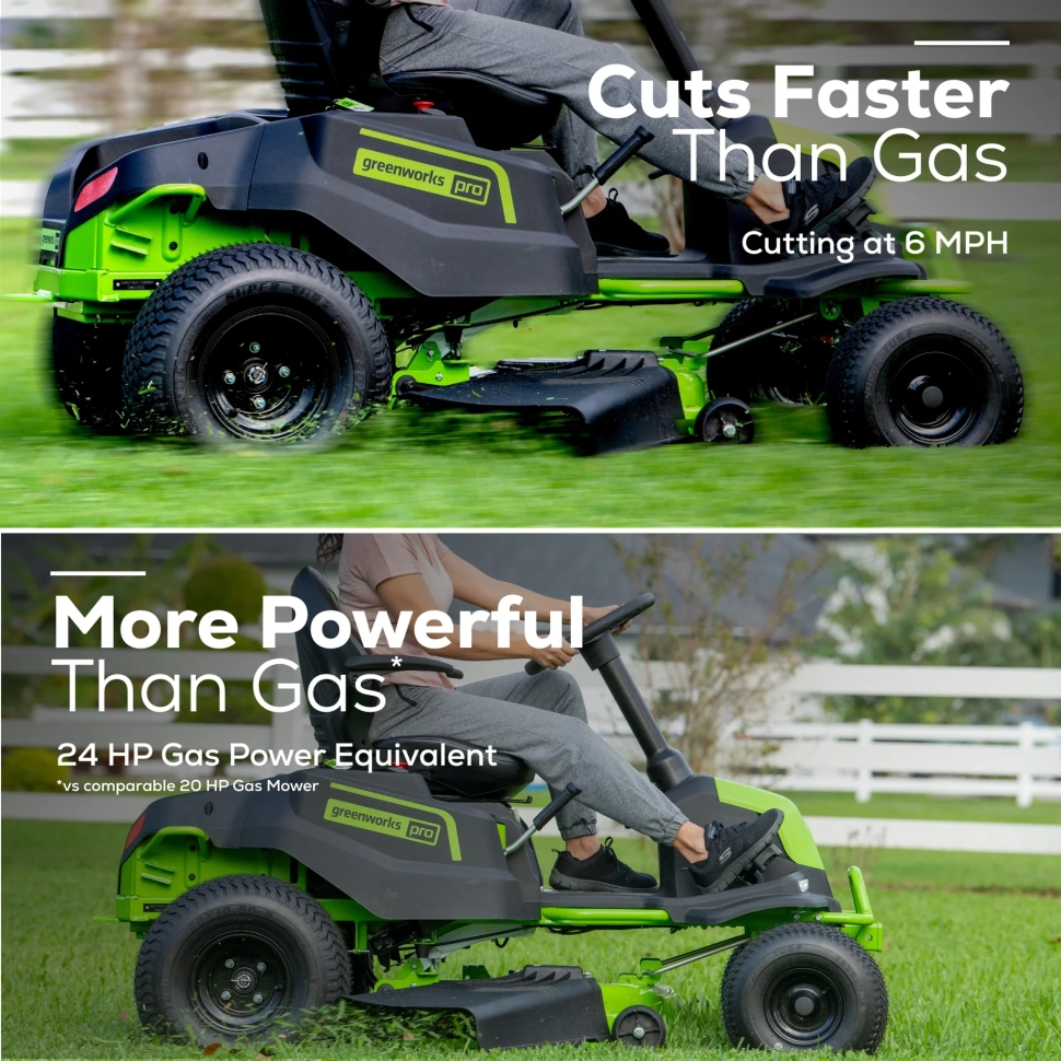 Садовый трактор Greenworks GC82LT107, 82v, 107 см (аккумуляторный райдер)