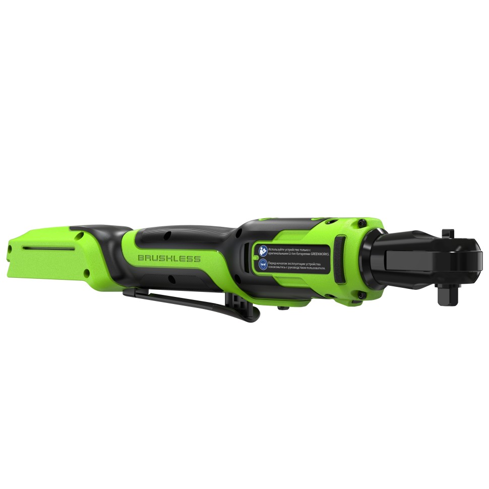 Гайковерт-трещотка акк. Greenworks GD24RW, 24V,б/щет,0-250об/мин, 1/2", 80Нм, 70 мм, без АКБ и ЗУ, сумка