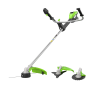 Аккумуляторный триммер Greenworks TB201Hk8, 82v, 46 см, ø 2.4/3 мм, 2 кВт (2,7 л.с.), в комплекте с АКБ 8 А·ч и ЗУ (насадки нож и кусторез)