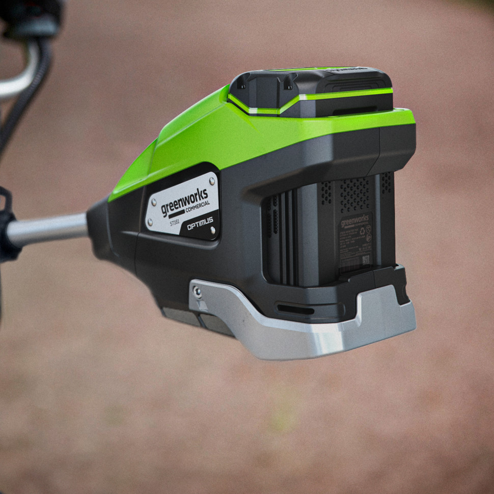 Аккумуляторный триммер Greenworks TB201Hk8, 82v, 46 см, ø 2.4/3 мм, 2 кВт (2,7 л.с.), в комплекте с АКБ 8 А·ч и ЗУ (насадки нож и кусторез)