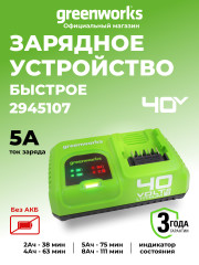 Универсальное зарядное устройство Greenworks G40UC5, 40v, сила тока 5А (быстрое)