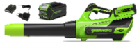 Воздуходув Greenworks GD40BG3k5, 40v, 306 км/ч, 1.26 кВт, в комплекте с АКБ 5 А·ч и ЗУ (аккумуляторный)