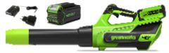 Воздуходув Greenworks GD40BG3k5, 40v, 306 км/ч, 1.26 кВт, в комплекте с АКБ 5 А·ч и ЗУ (аккумуляторный)