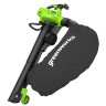 Аккумуляторный воздуходув - пылесос Greenworks GD60BVIIk4, 60v, 386 км/ч, 888 м³/час, в комплекте с АКБ 4 А·ч и ЗУ