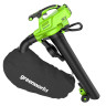Аккумуляторный воздуходув - пылесос Greenworks GD60BVIIk4, 60v, 386 км/ч, 888 м³/час, в комплекте с АКБ 4 А·ч и ЗУ