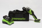 Угловая шлифовальная машина (болгарка) Greenworks GD24AGk2, 24v, 125 мм, в комплекте АКБ 2 А·ч и ЗУ (аккумуляторная)