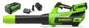 Воздуходув Greenworks GD40BG3k8, 40v, 306 км/ч, 1.26 кВт, в комплекте с АКБ 8 А·ч и ЗУ (аккумуляторный)