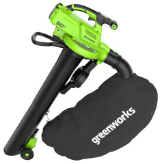 Аккумуляторный воздуходув - пылесос Greenworks GD60BVIIk5, 60v, 386 км/ч, 888 м³/час, в комплекте с АКБ 5 А·ч и ЗУ