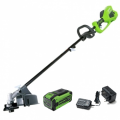 Триммер Greenworks GD40BC, 40V, 40 см, бесщеточный, с 1хАКБ 8 Ач и ЗУ (аккумуляторный, нож) 