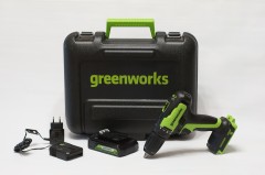 Дрель-шуруповерт Greenworks GD24DD35k2, 24v, 35 Нм, в комплекте АКБ 2 А·ч и ЗУ (аккумуляторная, кейс)