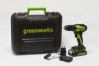 Дрель-шуруповерт Greenworks GD24DD35k2, 24v, 35 Нм, в комплекте АКБ 2 А·ч и ЗУ (аккумуляторная, кейс)