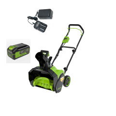 Аккумуляторный снегоуборщик Greenworks G40ST40k4, 40v, 40 см, 1.4 кВт (1,9 л.с), в комплекте с АКБ 4 А·ч и ЗУ