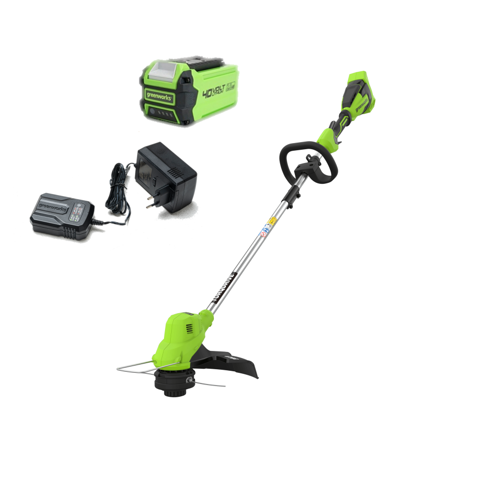 Триммер Greenworks GD40LTk2, 40v, 38 см, в комплекте с АКБ 2 А·ч и ЗУ (аккумуляторный)