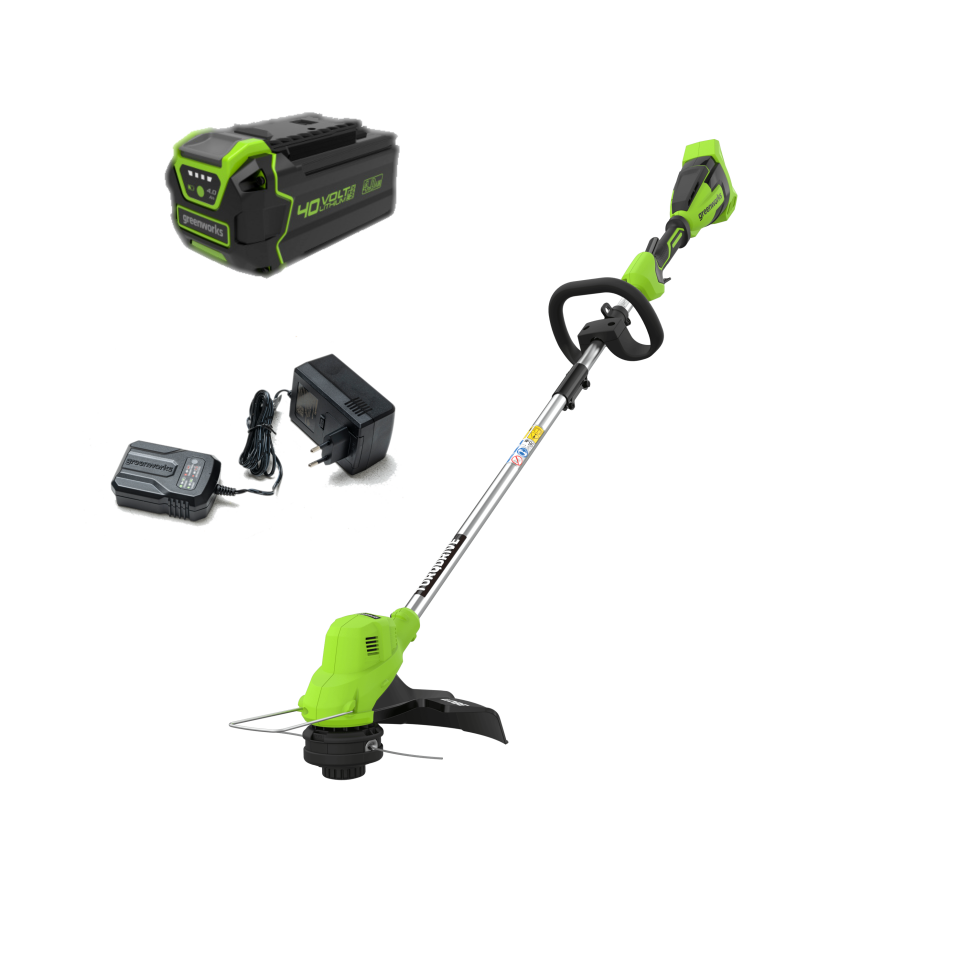 Триммер Greenworks GD40LTk5, 40v, 38 см, в комплекте с АКБ 5 А·ч и ЗУ (аккумуляторный)