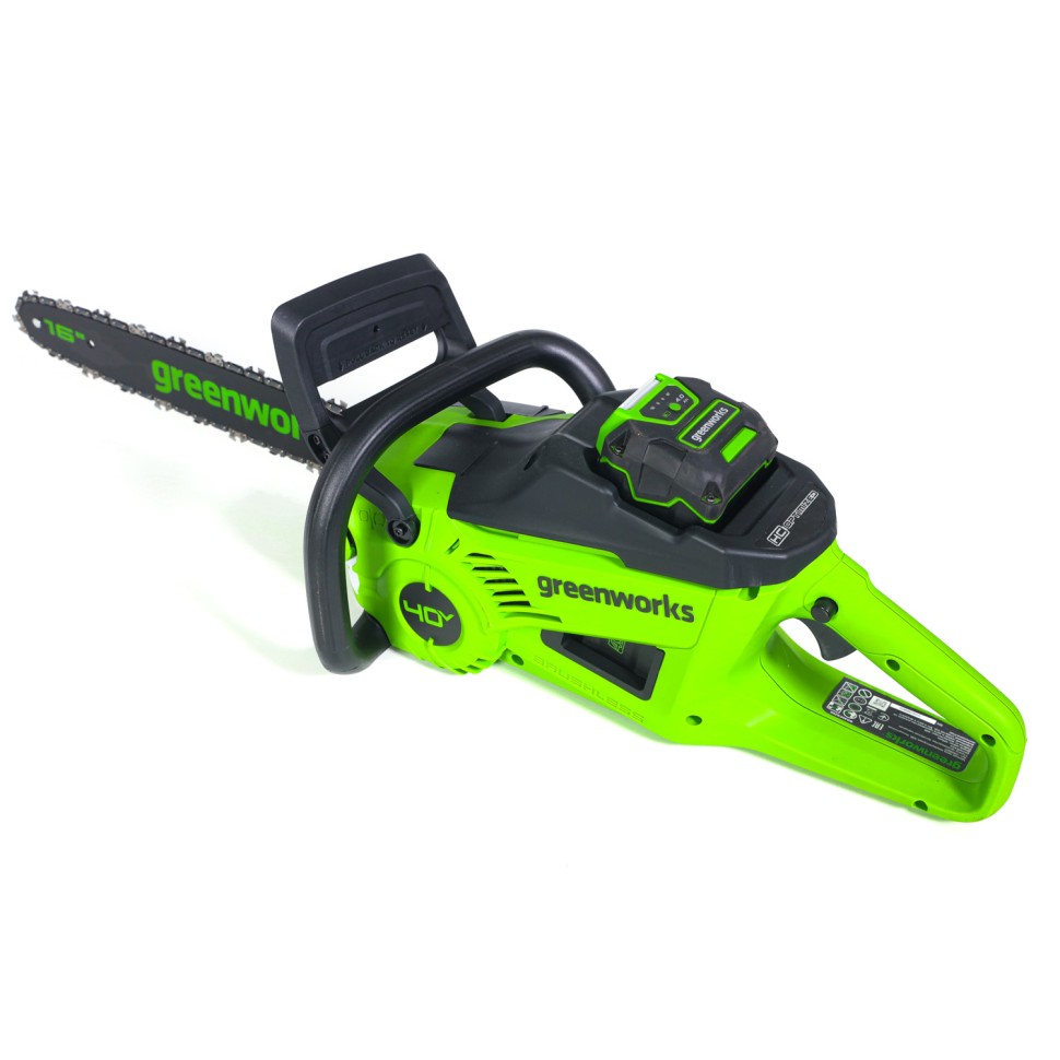 Цепная пила Greenworks GD40CS20Xk8, 40v, 40 см, в комплекте с АКБ 8 А·ч и ЗУ (аккумуляторная)