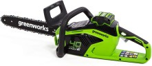Цепная пила Greenworks GD40CS15k2, 40v, 35 см, в комплекте с АКБ 2 А·ч и ЗУ (аккумуляторная)
