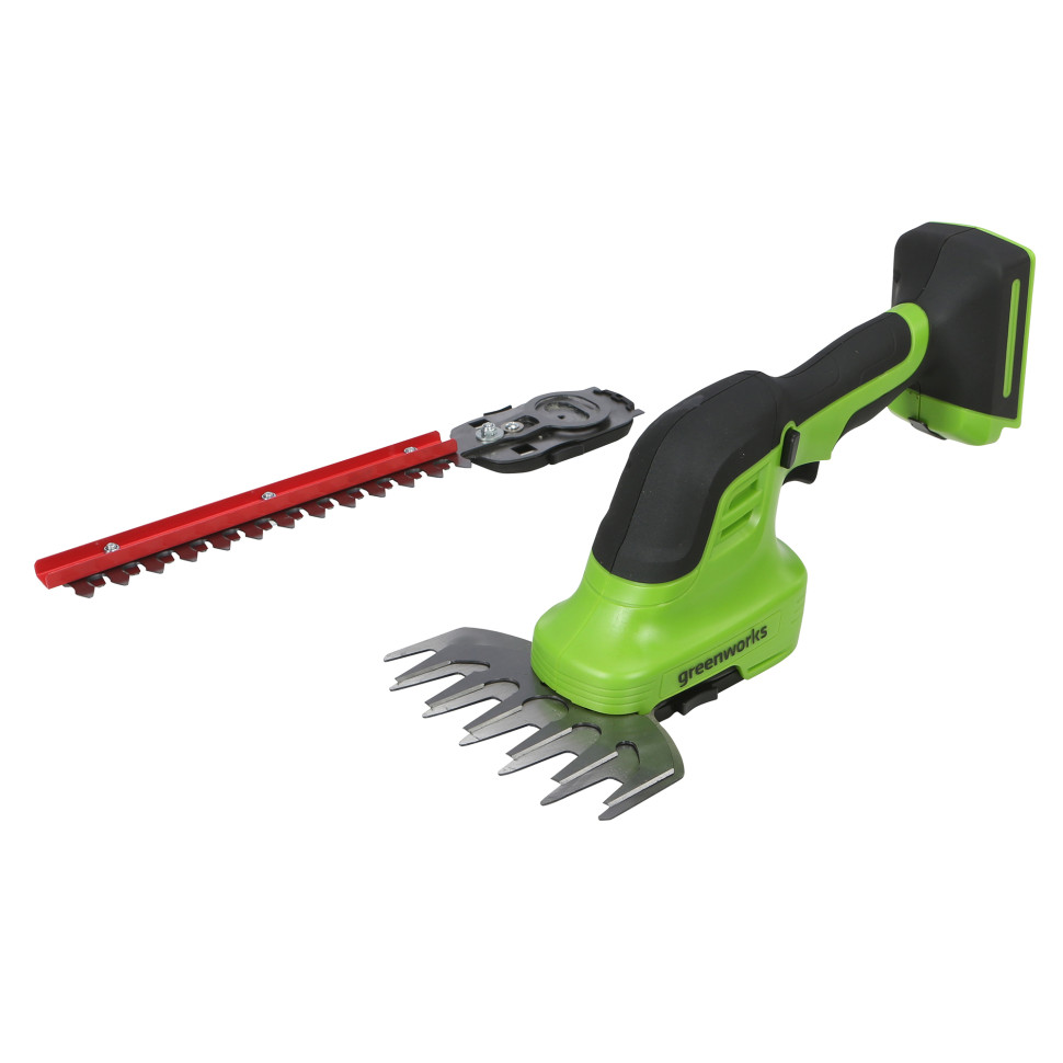Аккумуляторные садовые ножницы-кусторез Greenworks G24SHTk4, 24v, 12 см (ножницы), 20 см (лезвие), в комплекте с АКБ 4 А·ч и ЗУ