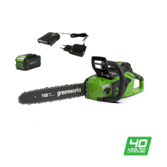 Цепная пила Greenworks GD40CS18k2, 40v, 40 см, в комплекте с АКБ 2 А·ч и ЗУ (аккумуляторная)