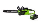 Цепная пила Greenworks GD40CS18k2, 40v, 40 см, в комплекте с АКБ 2 А·ч и ЗУ (аккумуляторная)