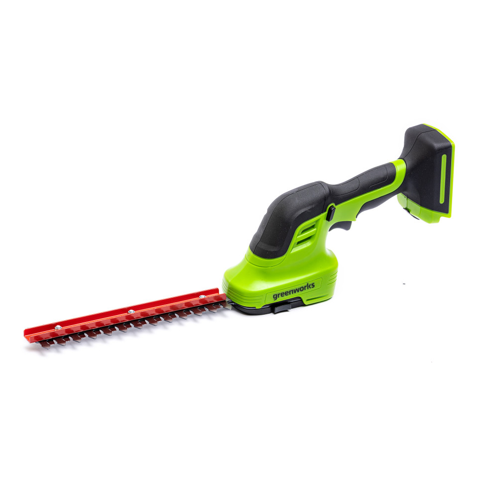 Аккумуляторные садовые ножницы-кусторез Greenworks G24SHTk8, 24v, 12 см (ножницы), 20 см (лезвие), в комплекте с АКБ 8 А·ч и ЗУ