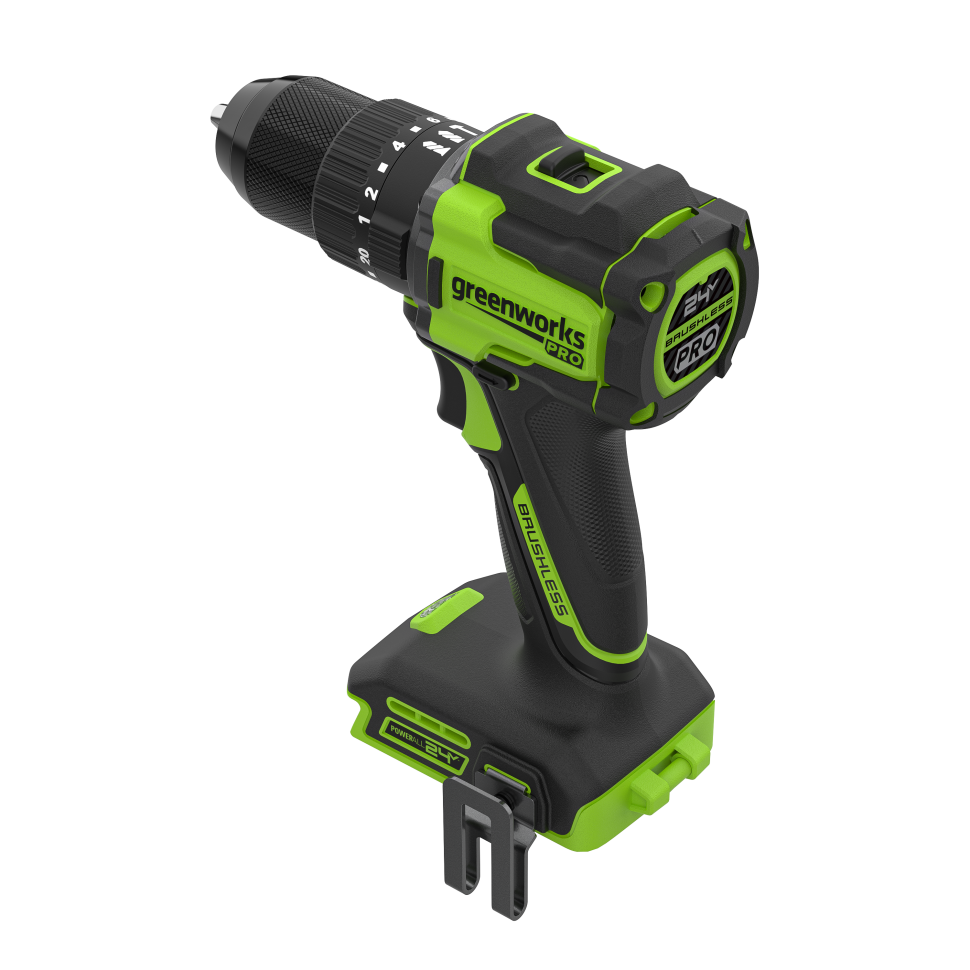 Дрель-шуруповерт ударная акк. Greenworks HD560, 24V, б/щет, 0-500 / 0-2000 об/мин, 30/60 Нм, 13мм, Anti-kickback, без АКБ и ЗУ