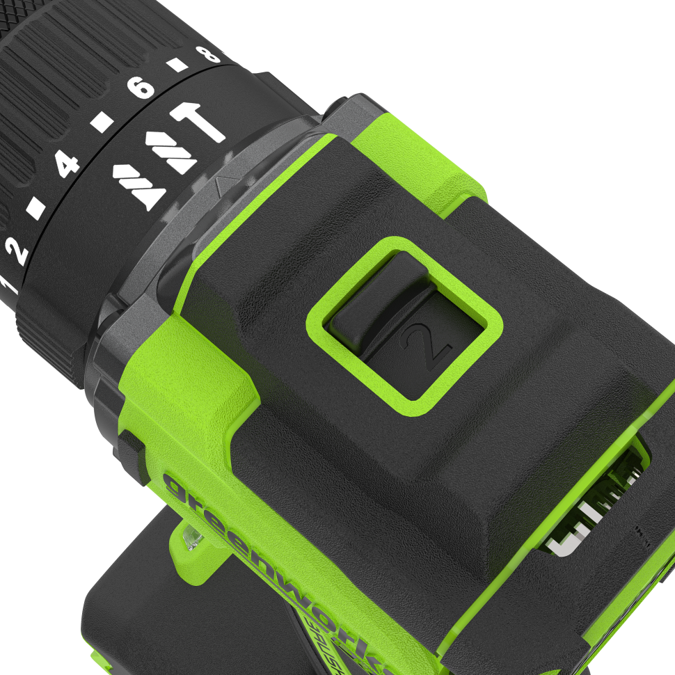 Дрель-шуруповерт ударная акк. Greenworks HD560, 24V, б/щет, 0-500 / 0-2000 об/мин, 30/60 Нм, 13мм, Anti-kickback, без АКБ и ЗУ