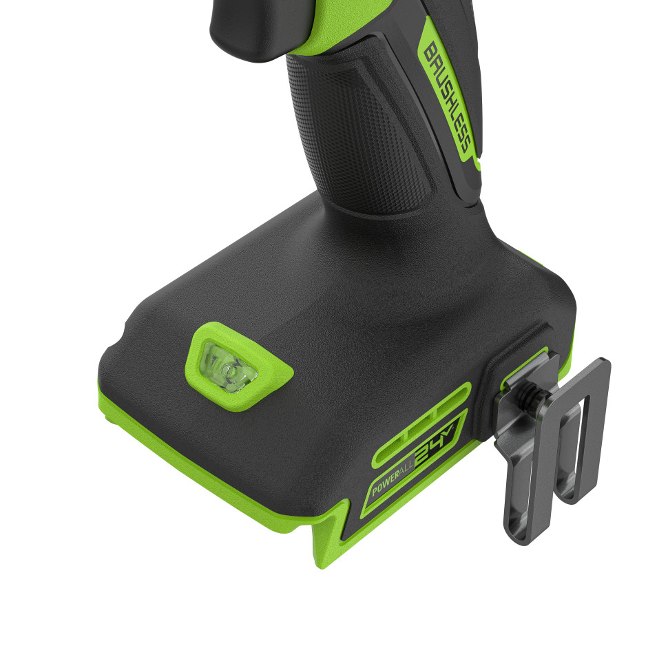 Дрель-шуруповерт ударная акк. Greenworks HD560, 24V, б/щет, 0-500 / 0-2000 об/мин, 30/60 Нм, 13мм, Anti-kickback, без АКБ и ЗУ