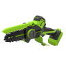 Цепная мини пила аккумуляторная Greenworks CS2410A,  24V, 10см, бесщёточная, с автоматической смазкой цепи, c 1хАКБ 2Ач и ЗУ