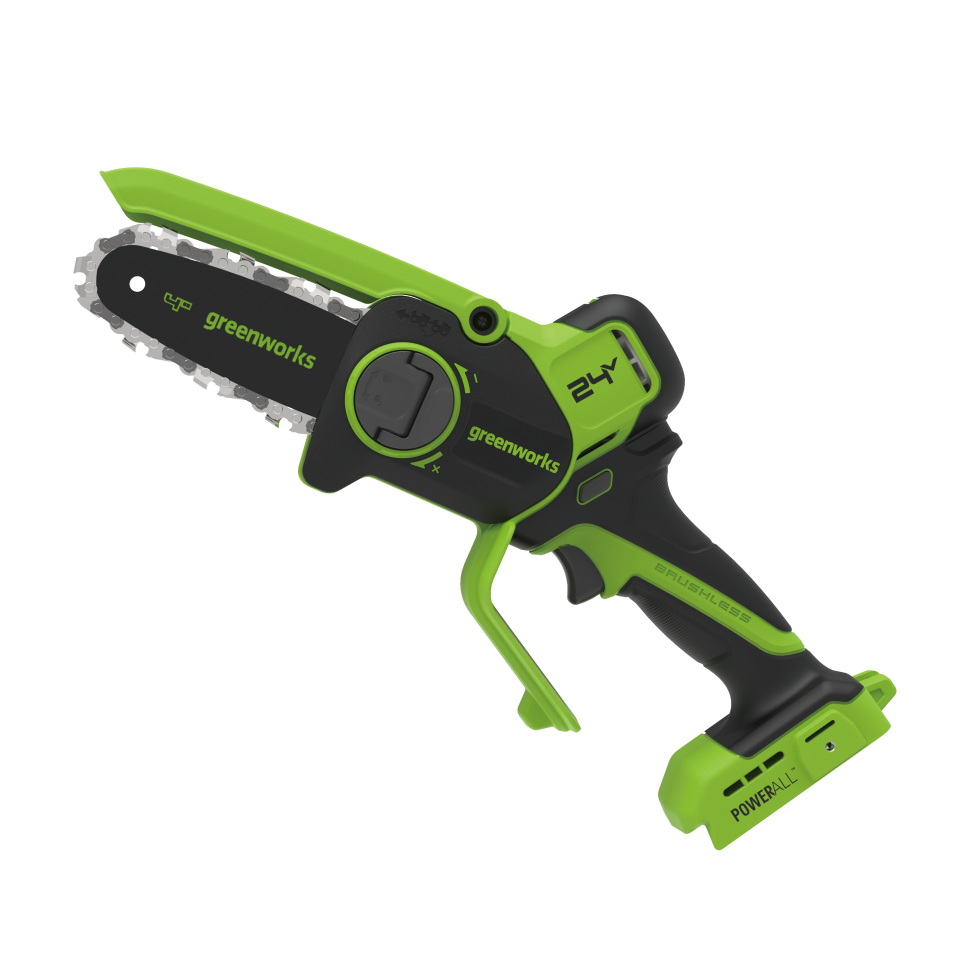 Цепная мини-пила аккумуляторная Greenworks CS2410A,  24V, 10см, бесщёточная, с автоматической смазкой цепи, c 1хАКБ 4Ач и ЗУ 