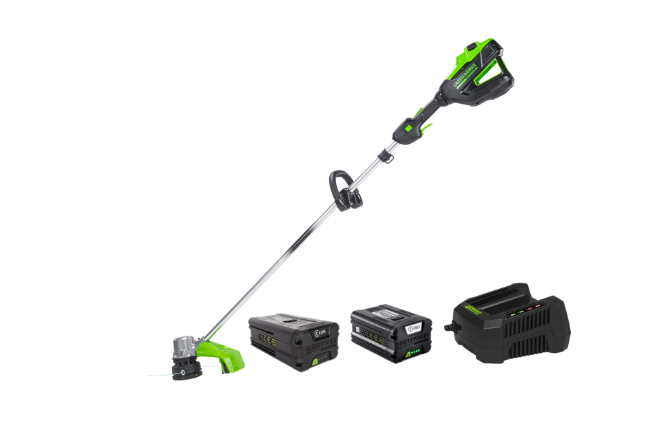 Аккумуляторный триммер Greenworks GD82LTK5, 82v, 40 см, (2110607UB), с аккумулятором 2,5 А·ч ; 5 А·ч и зарядным устройством 