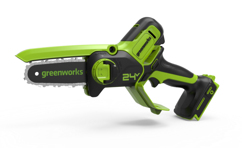 Цепная пила Greenworks G24MCS10k2, 24v, 10 см, в комплекте с АКБ 2 А·ч и ЗУ (аккумуляторная, мини)