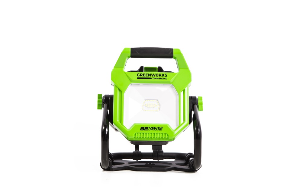 LED-прожектор Greenworks G82WLH с гибридным питанием, 82V / 220V, 1250/2500 лм, крюк для подвеса, крепление на стену, кабель 30 см, без АКБ и ЗУ 