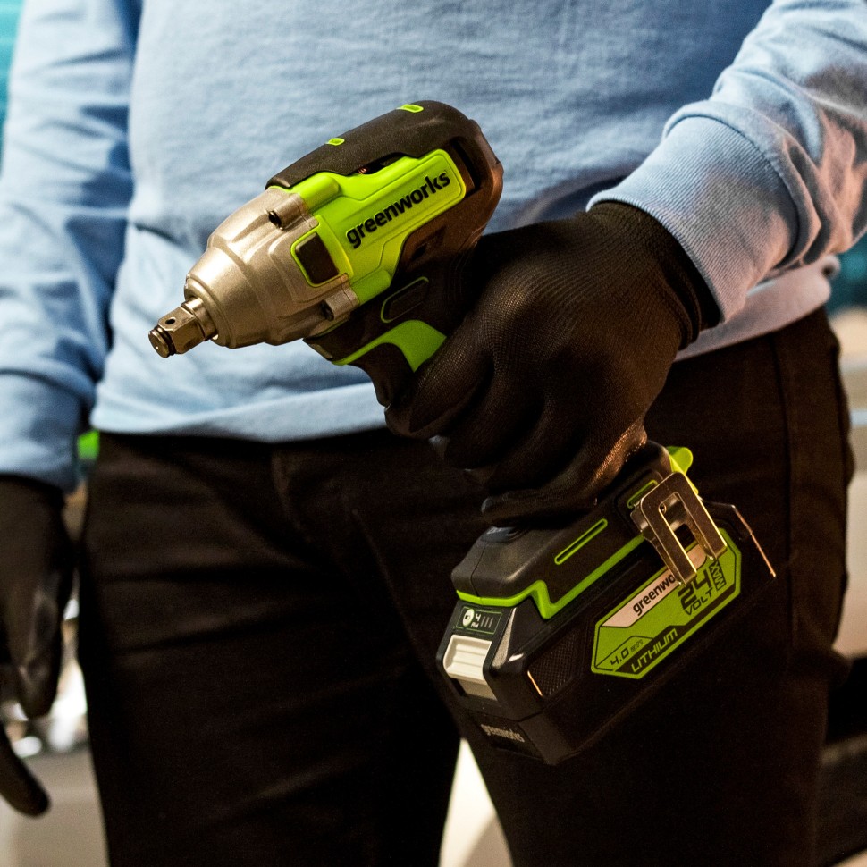 Ударный гайковерт Greenworks GD24IW400, 24v, 400 Нм, без АКБ и ЗУ (аккумуляторный)