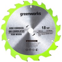 Диск пильный по дереву для циркулярной пилы Greenworks, Арт. 2955807, 165x1.6x20 мм, 18T