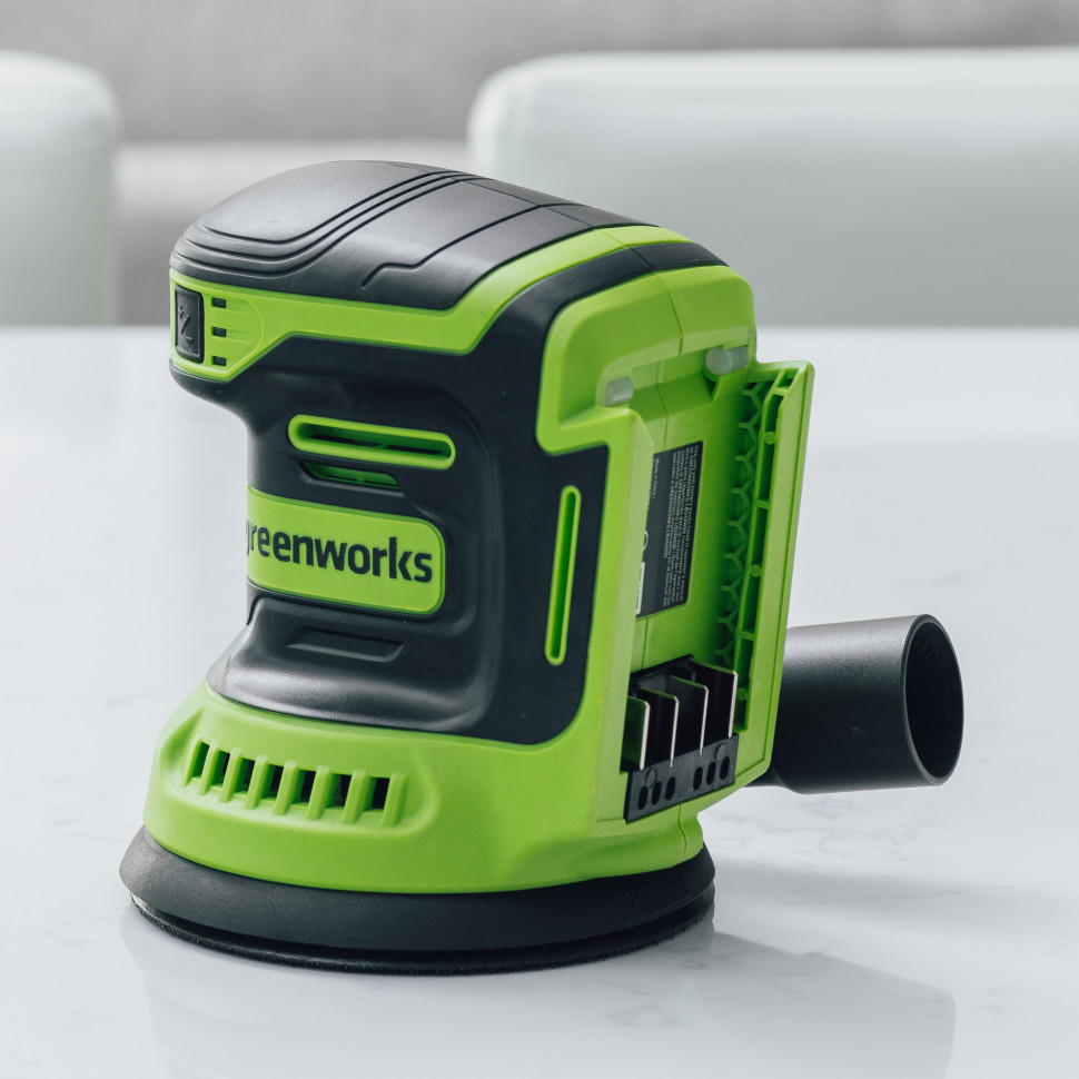 Аккумуляторная эксцентриковая шлифмашина Greenworks OS325, 24v, Ø 125 мм, Амп.: 2.4 мм, без АКБ и ЗУ