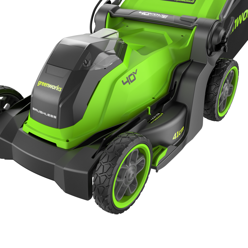 Газонокосилка аккумуляторная Greenworks GD40LM411, 40V, бесщеточная, 41 см, c 1хАКБ 5Ач и ЗУ