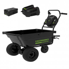 Садовая тележка Greenworks 82GCk5, 82v, 106 л, в комплекте с АКБ 5 А·ч и ЗУ (аккумуляторная, самоходная)