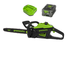 Цепная пила аккумуляторная Greenworks GD60CS25k5 Арт. 2008907UG, 60V, 40 см, бесщеточная, 2500 Вт, с 1хАКБ 5 Ач. и ЗУ