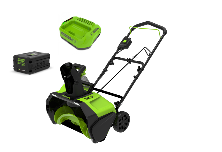 Снегоуборщик Greenworks GD60PSTk5, 60v, 51 см, 2 кВт, 2.7 л.с, в