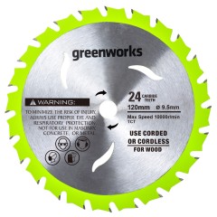 Диск пильный по дереву для циркулярной мини пилы Greenworks, Арт. 2952507, 120х9,5 мм, 24T