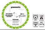 Диск пильный по дереву для циркулярной пилы Greenworks, Арт. 2943407, 184x20 мм, 24T