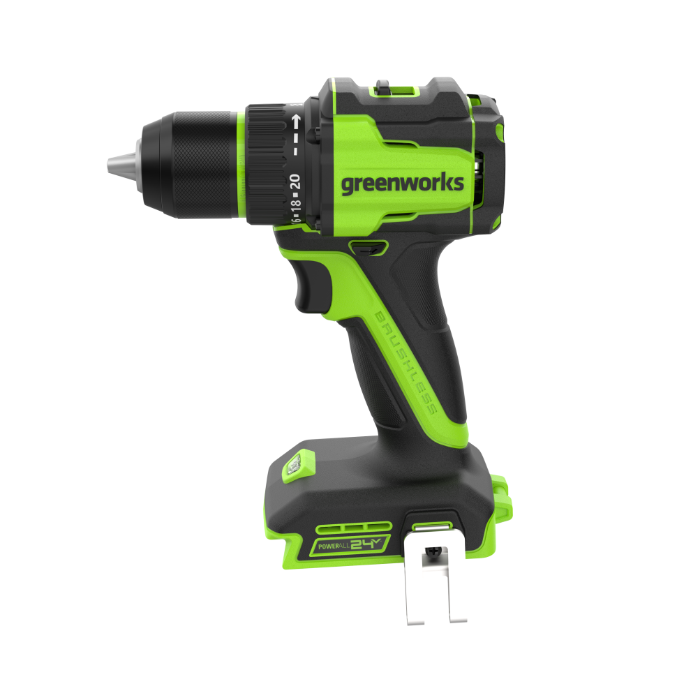 Дрель-шуруповерт акк. Greenworks DD350, 24V, б/щет, 27/50 Нм, 0-500 / 0-1900 об/мин, 1,5-13мм, без АКБ и ЗУ