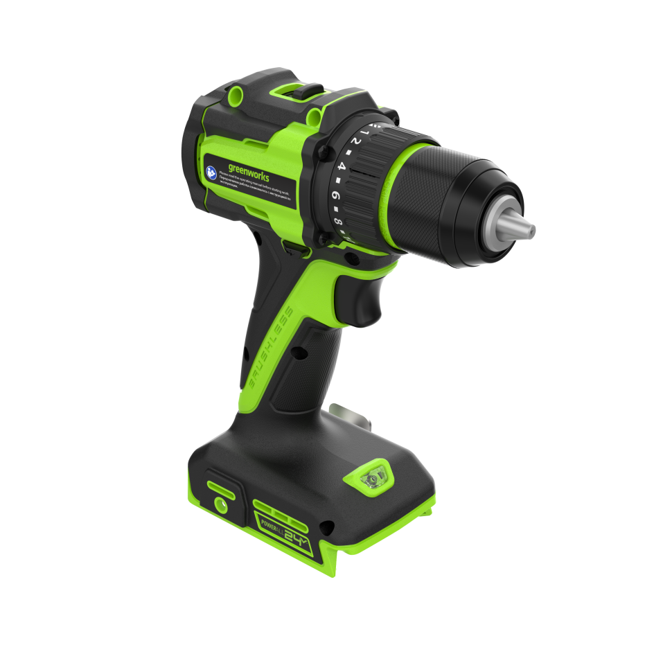 Дрель-шуруповерт акк. Greenworks DD350, 24V, б/щет, 27/50 Нм, 0-500 / 0-1900 об/мин, 1,5-13мм, без АКБ и ЗУ
