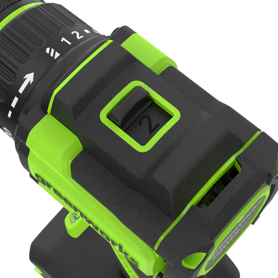 Дрель-шуруповерт акк. Greenworks DD350, 24V, б/щет, 27/50 Нм, 0-500 / 0-1900 об/мин, 1,5-13мм, без АКБ и ЗУ