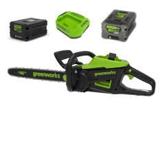 Цепная пила аккумуляторная Greenworks GD60CS25k5 , 60V, 40 см, бесщеточная, 2500 Вт, с 2хАКБ 5 Ач. и ЗУ