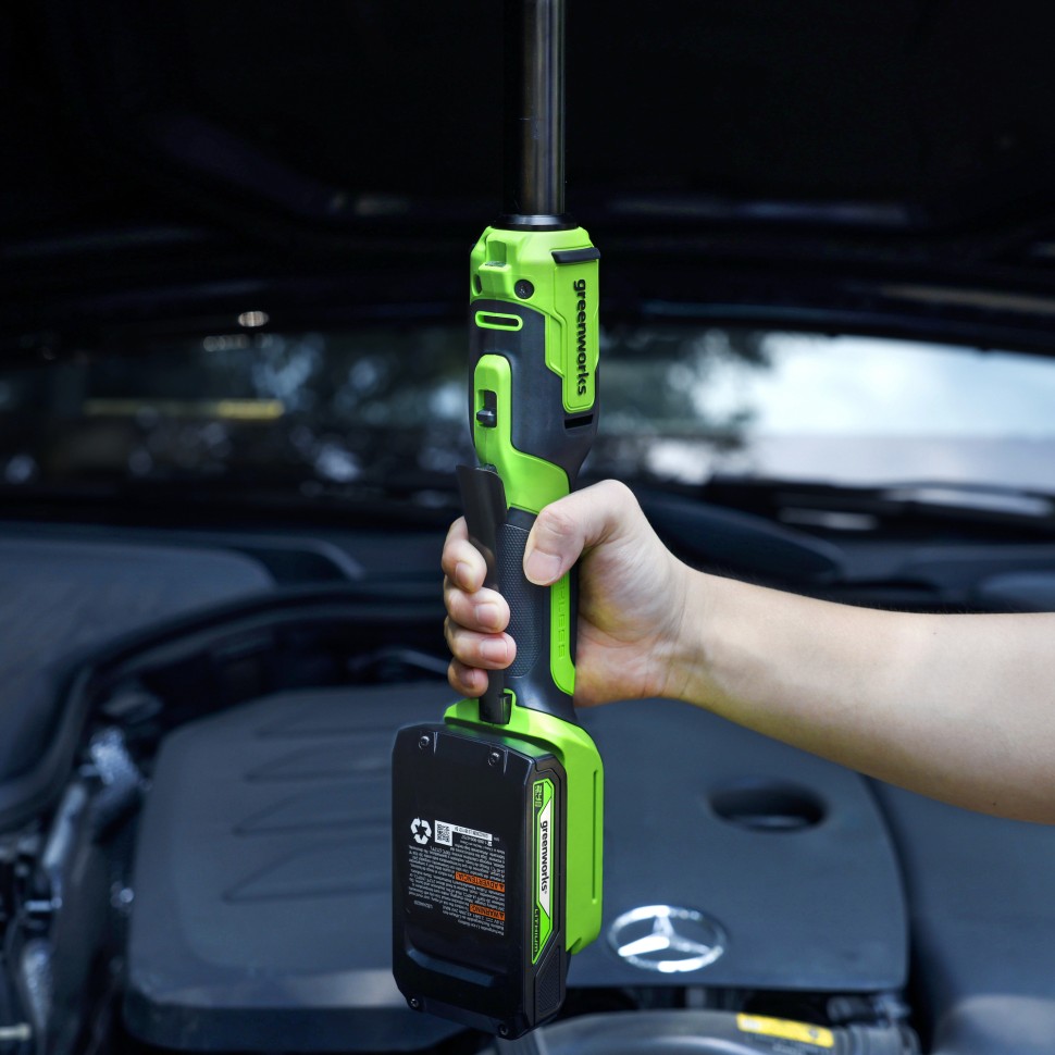 Гайковерт-трещотка акк. Greenworks GD24RWX удлиненная, 24V,б/щет,0-250об/мин, 1/2", 80Нм, 170 мм, без АКБ и ЗУ 