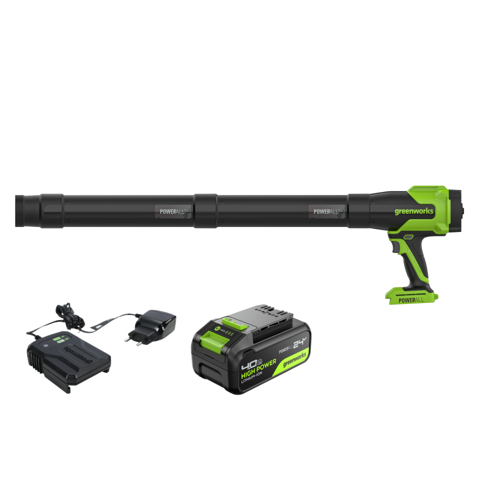 Аккумуляторная воздуходувка Greenworks BL2500Ck4, 24v, 209 км/ч, 510 м³/ч, (400 Вт, 0,54 л.с.) в комплекте с АКБ 4 А·ч и ЗУ