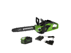 Цепная пила Greenworks GD40CS15k4, 40v, 35 см, в комплекте с АКБ 4 А·ч и ЗУ (аккумуляторная)