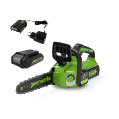 Цепная пила Greenworks GD24CS30k2, 24V, 30 см, в комплекте с АКБ 2 А·ч и ЗУ (аккумуляторная)